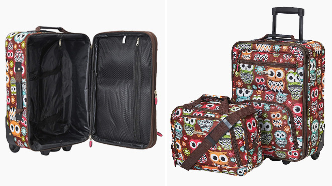 Rockland 2-Piece Luggage Set in Owl color
