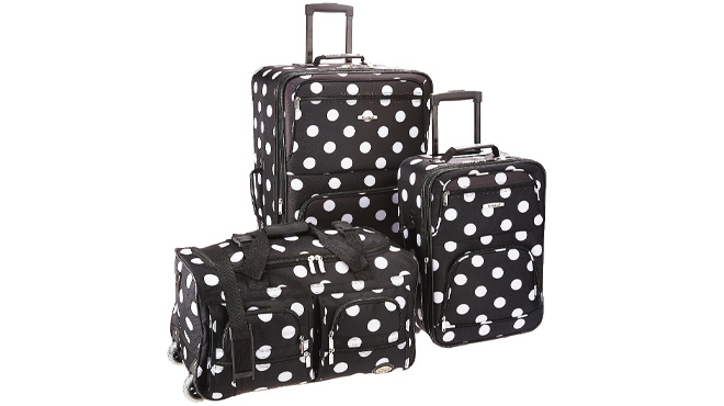 Rockland 3-Piece Luggage Set in Black Dot color