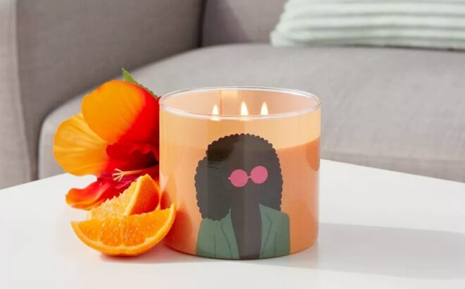 Room Essentials Paradise Hibiscus Candle Peach Orange 14oz