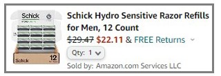 Schick Razor Refills Final Price