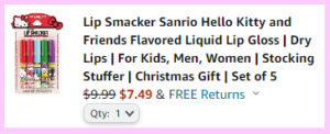 Screen Grab of Lip Smacker Hello Kitty Lip Gloss final Price Breakdown