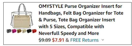 Screenshot Tote Bag Organizer Insert