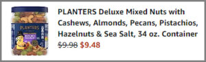 Screenshot of Planters Deluxe Mixed Nuts Jar Discounted Final Price at Amazon Checkout