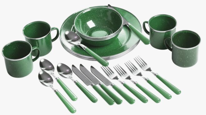 Stansport 24 Piece Enamel Tableware Set