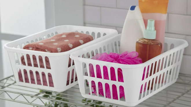 Sterilite Storage Basket on the rack