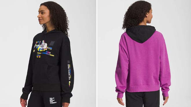 The North Face Womens Coordinates Hoodie Purple and Black