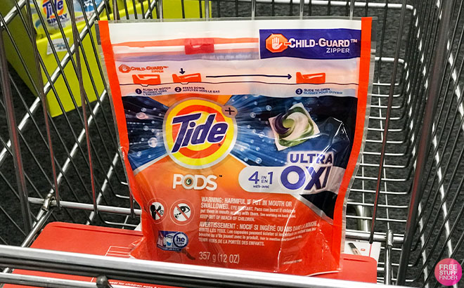 Tide PODS Liquid Laundry Detergent Soap Pacs on a Cart