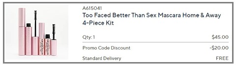 Too Faced 4 Piece Kit Checkout Screenshot at QVC