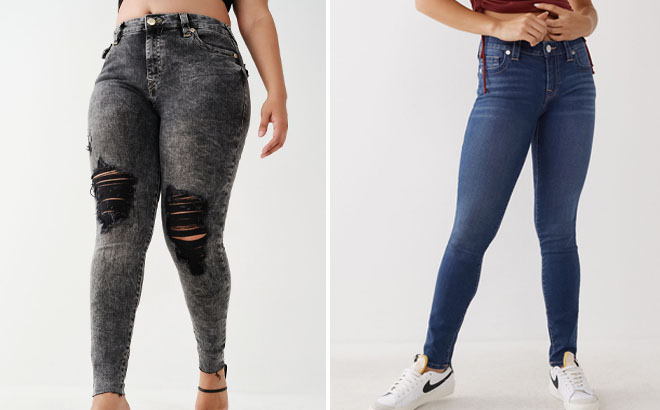 True Religion Jennie Mid Rise Curvy Skinny Jeans and Halle Mid Rise Super Skinny Jeans