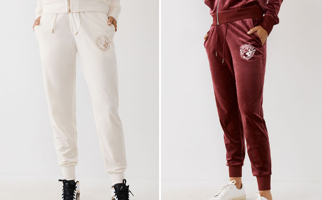 True Religion Womens Velour Logo Joggers