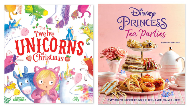 Twelve Unicorns of Christmas Book and Disney Princess Tea Parties Cookbook