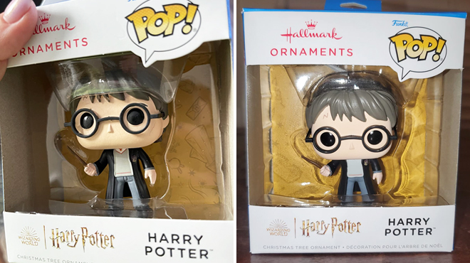 Two Images of Funko Pop Harry Potter Hallmark Ornament