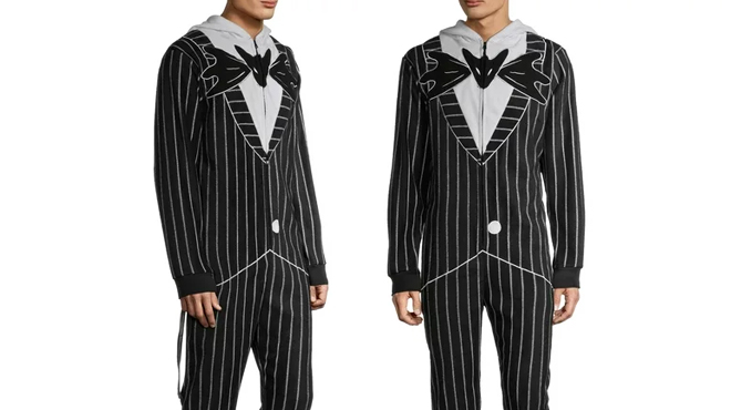 Two Images of a Man Wearing Disney Nightmare Before Christmas Jack Mens Union Suit