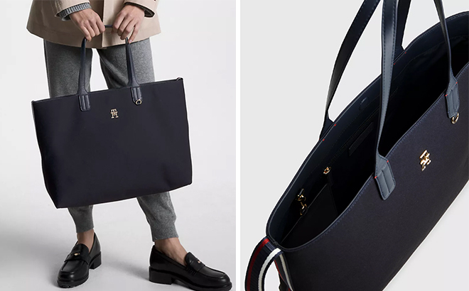 Two angles of the Tommy Hilfiger TH tote