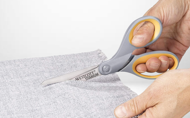 Westcott Titanium Scissors Cutting a cloth