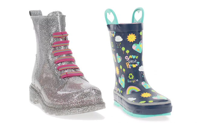 Western Chief Girls Waterproof Combat Rain Boots and Western Chief Save Our Planet Girls Waterproof Rain Boots