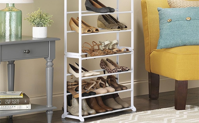 Whitmor 10 Tier Shoe Tower Carrying Pairs of Shoes