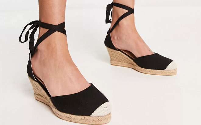 Woman Wearing a London Rebel Espadrille Wedges