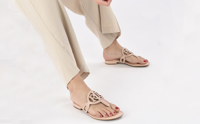 Woman wearing a pair of Lauren Ralph Lauren Audrie Sandals