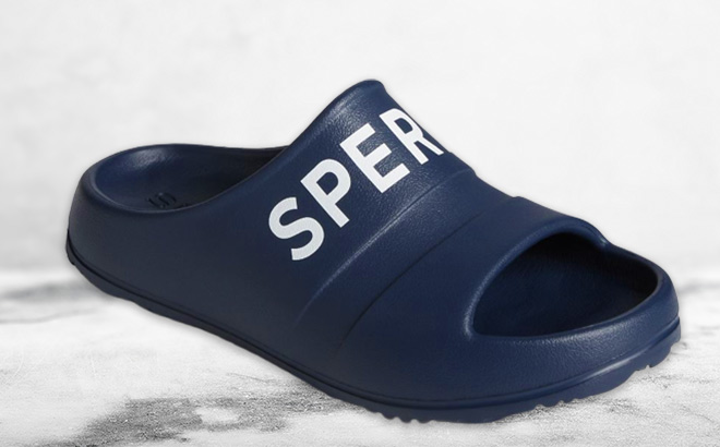 Womens Slides with Sperry Logo in Navy Color