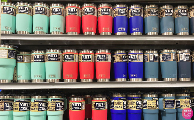 YETI Rambler Tumblers on Store Shelf