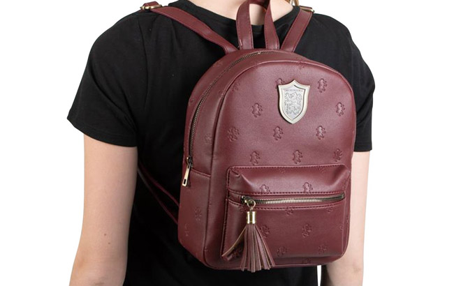 a Person Carrying a Bioworld Harry Potter Burgundy Gryffindor Backpack