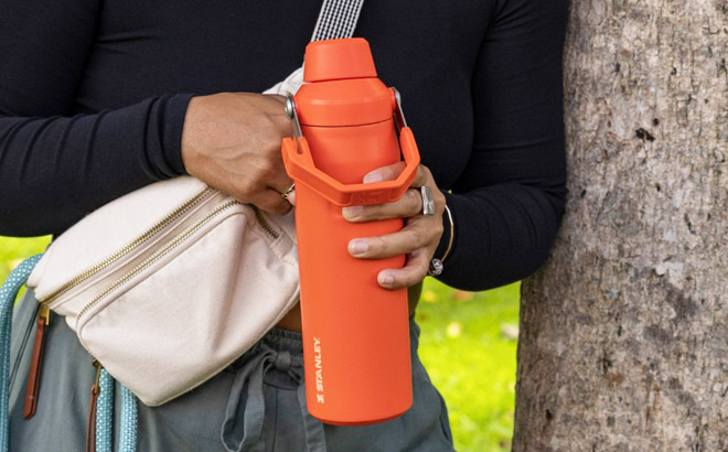 a Person Holding a Stanley Aerolight Iceflow Water Bottle