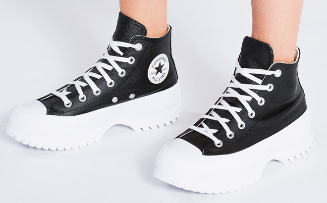 a Person Wearing Chuck Womens Taylor All Star Lugged Leather Shoes