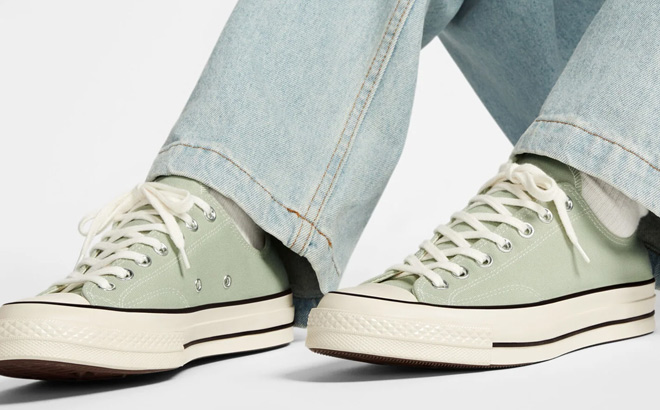 a Person Wearing Converse Unisex Chuck 70 Vintage Canvas Shoes