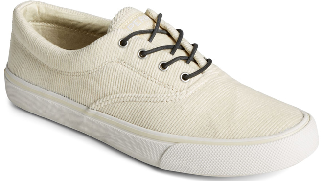 an Image of a Sperry Mens Striper II CVO Sneakers Ivory Color