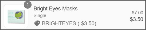 100 Pure Single Bright Eyes Masks Checkout Screen