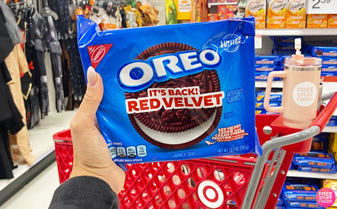 A Hand Holding a Pack of Red Velvet Oreo at Target Store