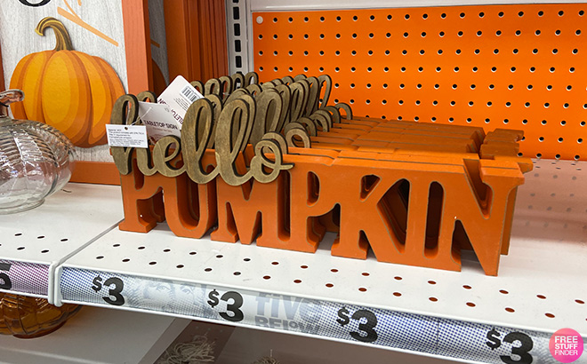 A Hello Pumpkin 3D Word Sign