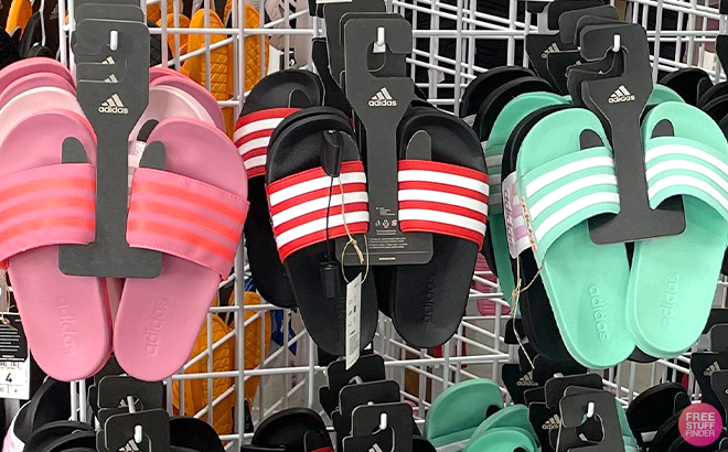 Adidas Kids Adilette Shower Slides on a Hanger