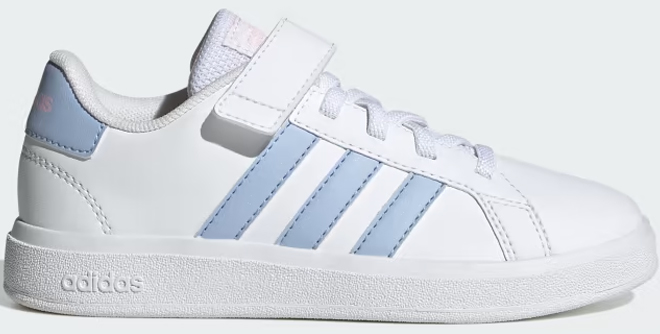 Adidas Kids Grand Court Shoes in White and Blue Color