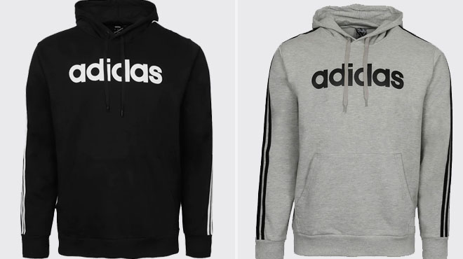 Adidas Mens Essential 3 Stripe Logo Hoodie