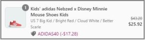 Adidas Nebzed X Disney Minnie Mouse Shoes Checkout Summary