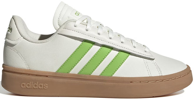 Adidas Womens Grand Court Alpha Sneakers on a Gray Background