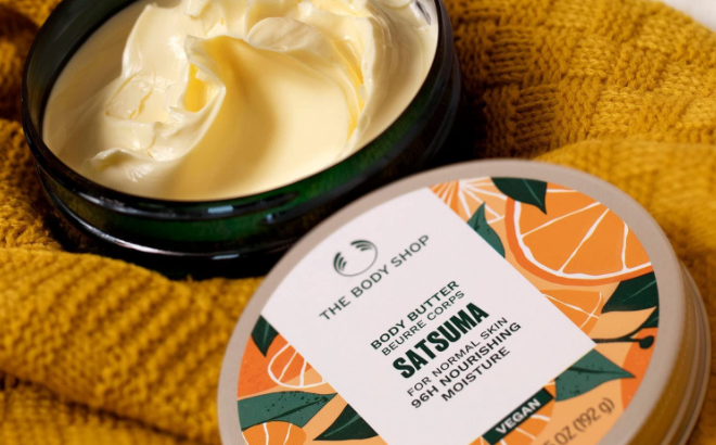 An open The Body Shop Satsuma Body Butter