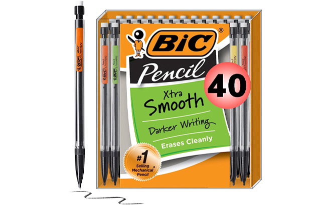 BIC Xtra Smooth Mechanical Pencil 40 Count on a Plain Background
