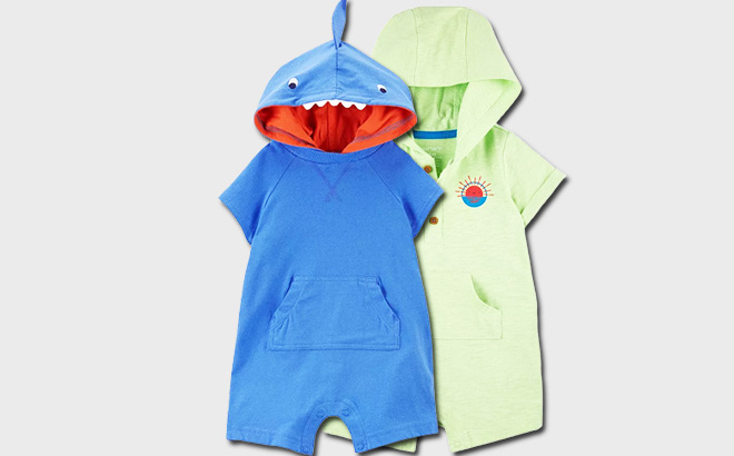 Baby Boy Carters Hooded Shark Romper