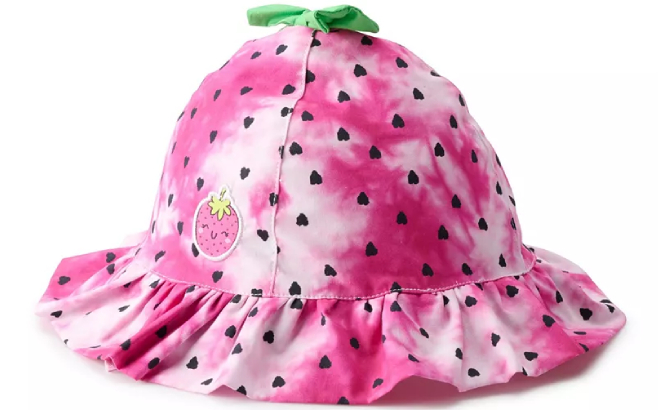 Baby Girls Pink Tie Dye Strawberry Sun Hat