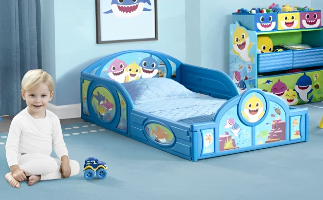 Baby Shark Toddler Bed in Kids Room