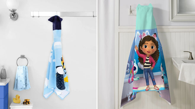 Bluey and Gabbys Dollhouse Kids Cotton Hooded Towel