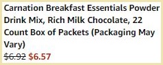 Carnation Breakfast Drink Mix Checkout Summary