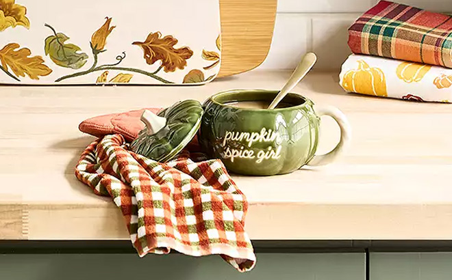 Celebrate Together Fall Pumpkin Spice Girl Mug on the Kitchen Element