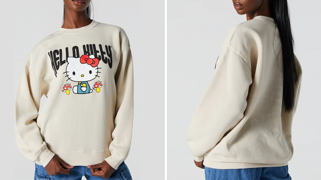 Charlotte Russe Hello Kitty Graphic Fleece Sweatshirt