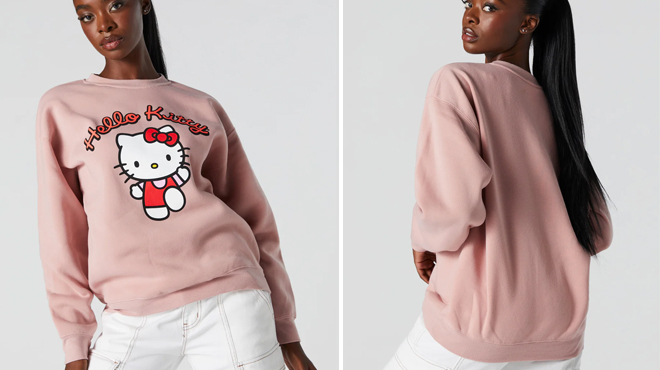 Charlotte Russe Pink Hello Kitty Graphic Fleece Sweatshirt