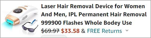 Checkout page of IPL Laser Hair Remover