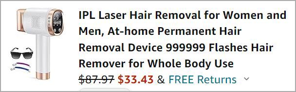 Checkout page of IPL Laser Hair Remover